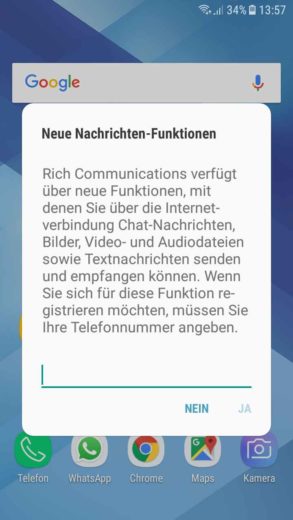 Android: Rich Communications deaktivieren – Neue Nachrichten-Funktionen Popup