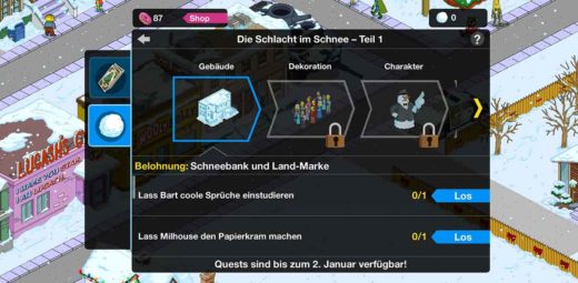 Simpsons Springfield Die Schlacht im Schnee (Winter 2018) – Tipps, Schneebälle