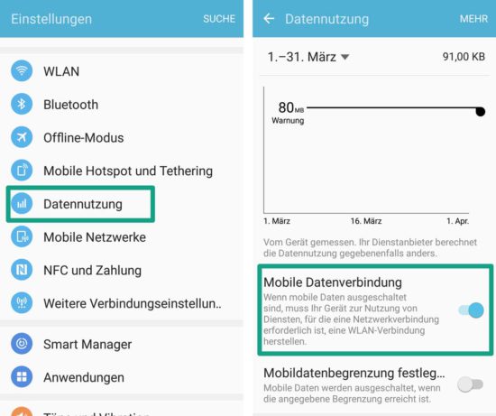 Android Tutorial: Mobiles Internet deaktivieren / aktivieren – So gehts