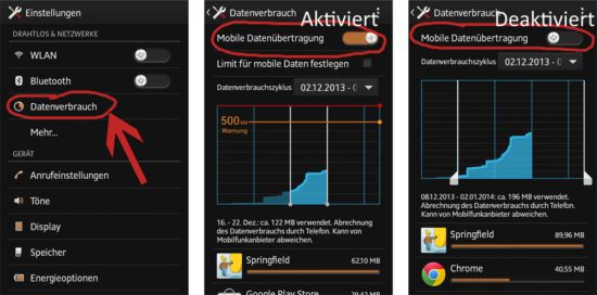 Android Tutorial: Mobiles Internet deaktivieren / aktivieren – So gehts