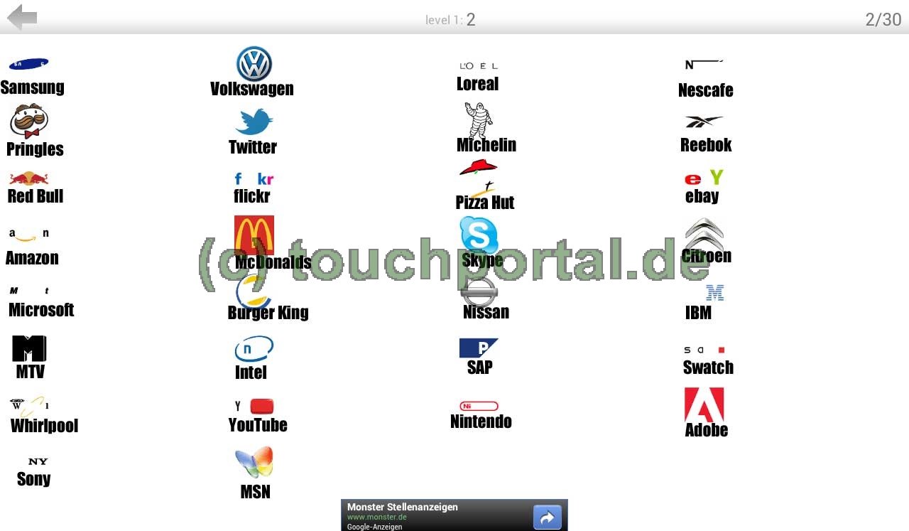 Logo Quiz Level 1 Bis 5 Losung Logos Komplettlosung Touchportal