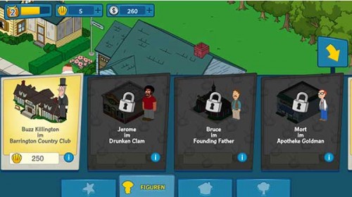Zahlreiche Figuren und Häuser aus Family Guy könnt ihr auch in der App platzieren
