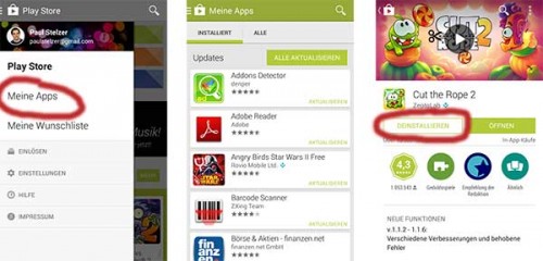 Apps direkt aus Google Play deinstallieren