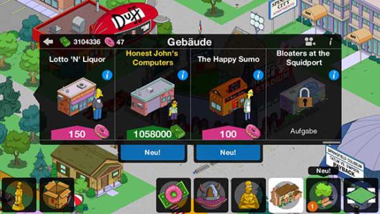 Simpsons Springfield: Level 44 Storyline und Gebäude