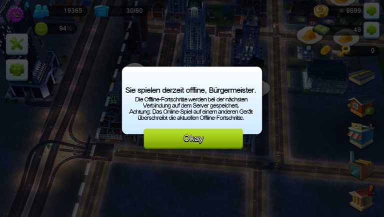 SimCity BuildIt: Offline Spielen und Zeit verkürzen