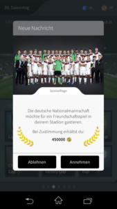 Goal One DFB Fußball Manager - Screenshot Sonderbelohnungen