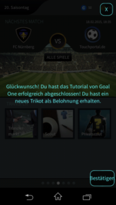 Goal One DFB Fußball Manager - Screenshot Tutorial Belohnung