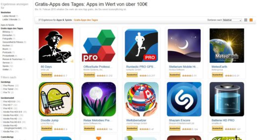 Amazon: Kostenlose Android Apps im Wert von über 100 Euro