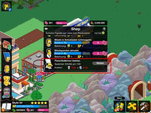 Simpsons Springfield: Springfield Heights – Wie erhöhe ich meinen Speicher?