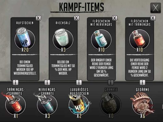 Walking Dead Road to Survival Kampf-Items in der Übersicht + Tipps