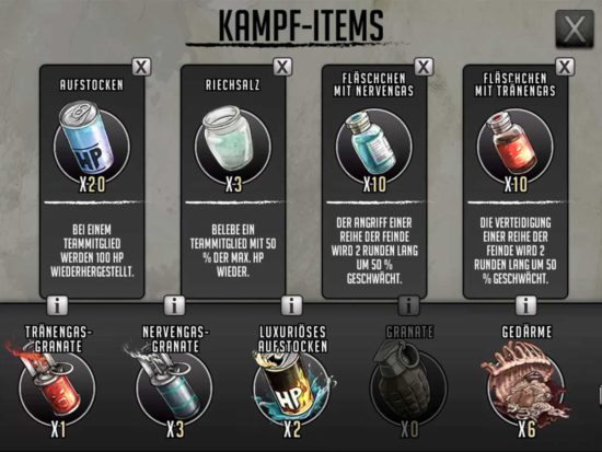 Walking Dead Road to Survival Kampf-Items in der Übersicht + Tipps