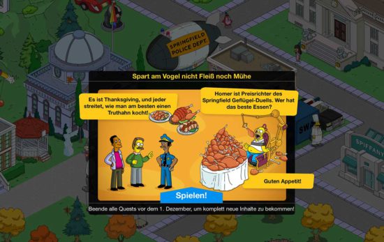 Simpsons Springfield Thanksgiving 2015: Keulen, Truthahn, Aufgaben