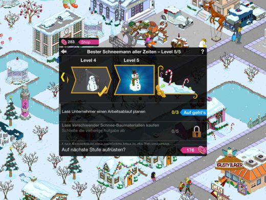 Simpsons Springfield Winter 2015 Attraktionen Aufgaben – Übersicht