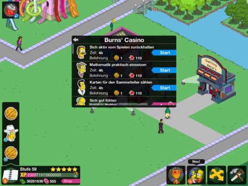 Schicke Simpsons Springfield Bewohner zu Burns Casino