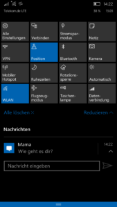 Windows 10 Mobile - Action Center