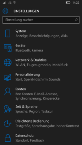 Windows 10 Mobile - Einstellungen