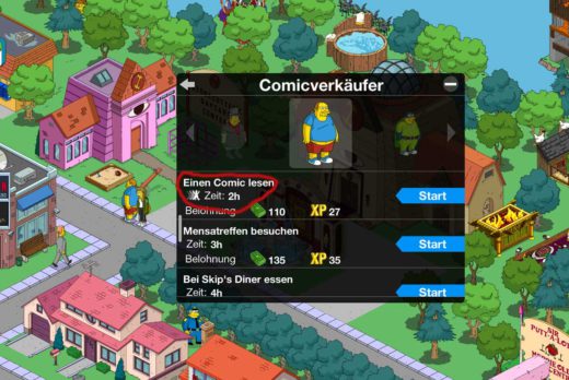 Simpsons Springfield: Was bedeutet das weiße Symbol (Homer) neben den Aufgaben?