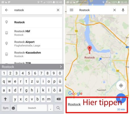 Suche nach deinem Ort in Google Maps, der offline verfügbar sein soll