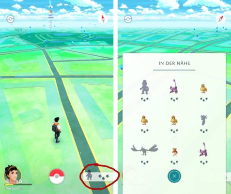 Aktivierst du die Fußspuren und dies fängt an zu Blinken, seid ihr in Pokemon GO in der Nähe eines Pokemon
