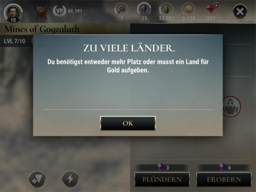 Dawn of Titans: Wie viele Länder / Inseln kann ich erobern?