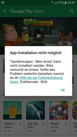 Google Play Store: Fehlercode 504 App-Installation nicht möglich – Tutorial