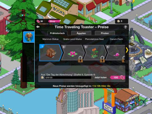 Simpsons Springfield Zeitreise Akt 1 Fossilien, Preise, Tipps, Kalender