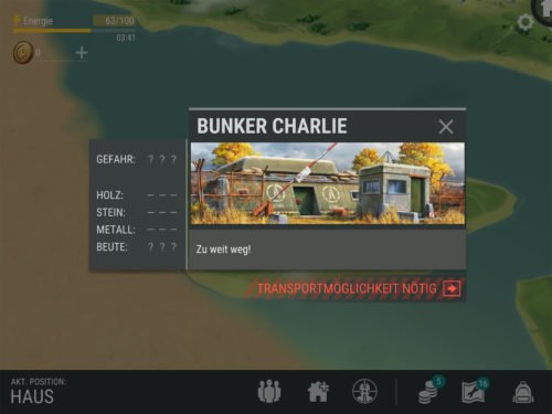 Für den Bunker Charlie ist eine Transportmöglichkeit nötig, vermutlich, der ATV