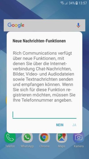 Android: Rich Communications deaktivieren – Neue Nachrichten-Funktionen Popup