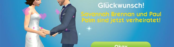Der letzte Schritt in der Beziehung ist die Heirat - ob diese notwendig ist, um ein Baby in Sims Mobile zu bekommen, kann ich nicht sagen