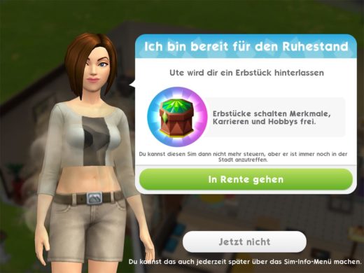 Die Sims Mobile: Ruhestand schicken / In die Rente gehen – So gehts